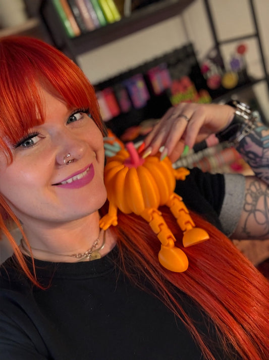 XXL Kürbis-Kantenhocker – Hot Pink & Herbstorange