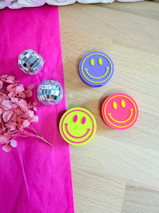 Strohhalm-Topper „Smiley“  Pink Gelb