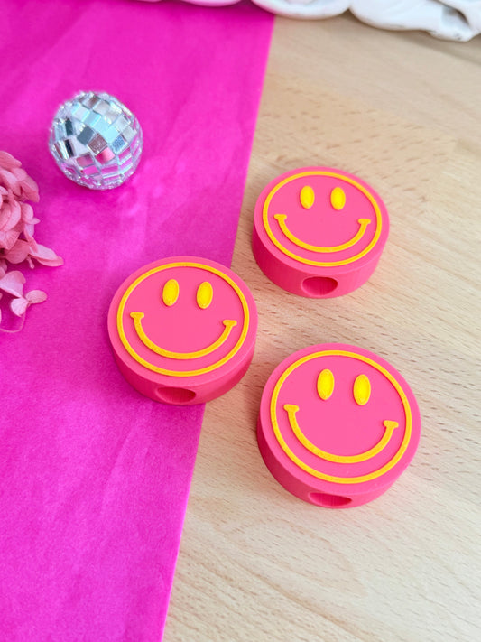 Strohhalm-Topper „Smiley“  Pink Gelb