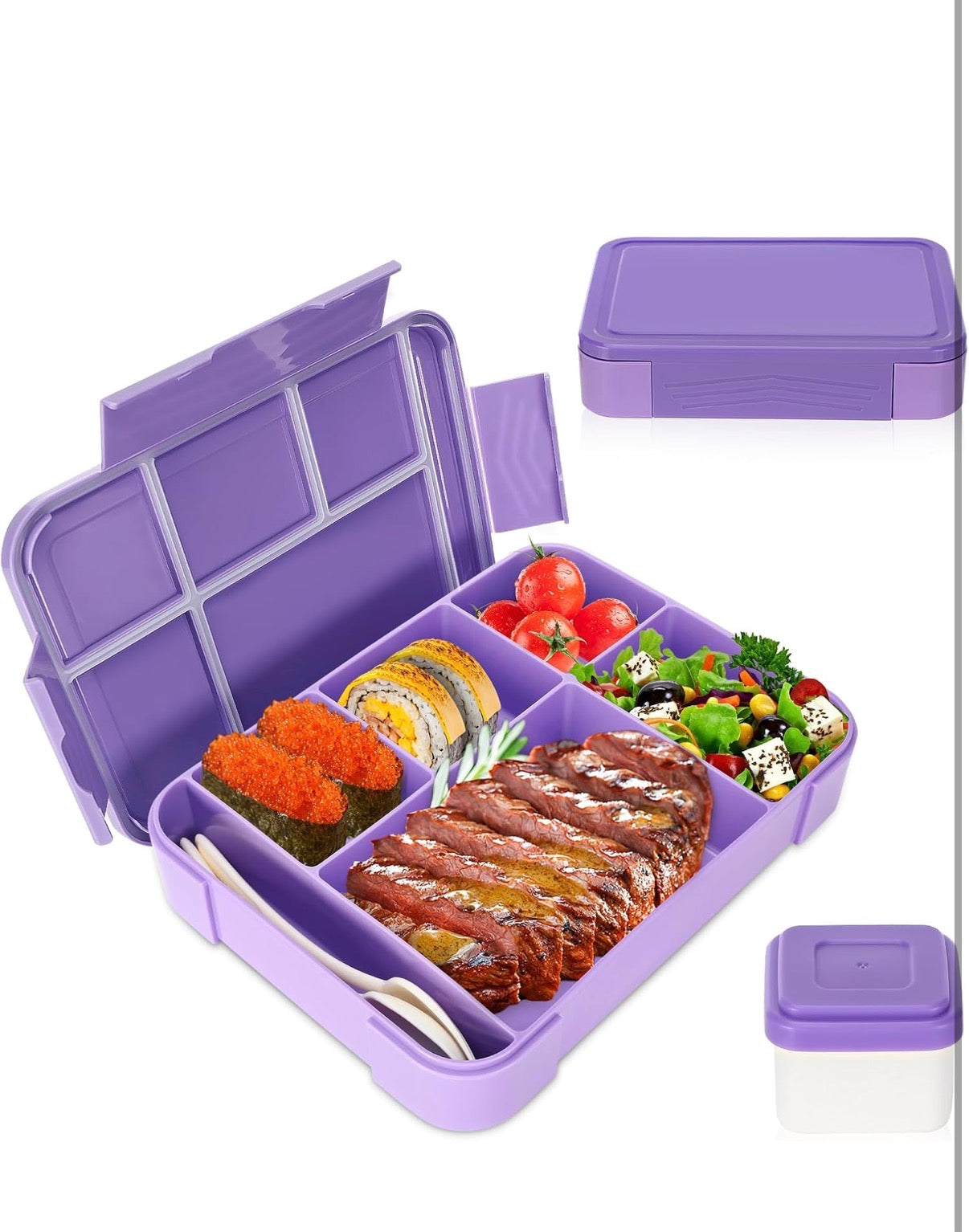 Personalisierte Brotdose mit Fächern | 1330 ml Bento Lunchbox mit UV-Druck | verschiedene Farben