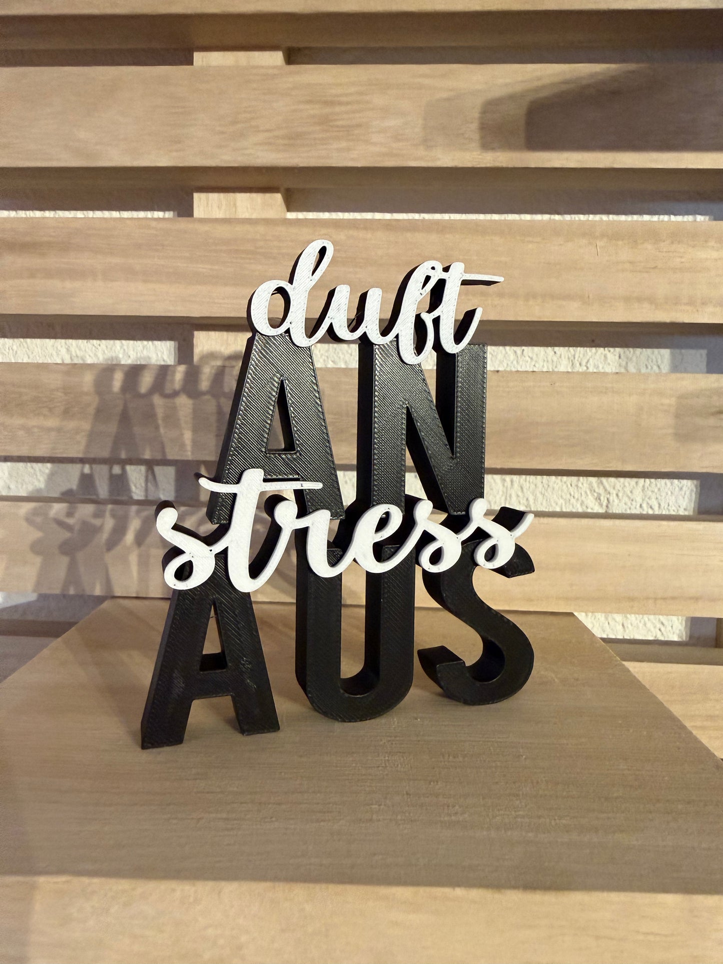 Duft an – Stress aus | 3D-Druck Deko-Schild Lila & Pink