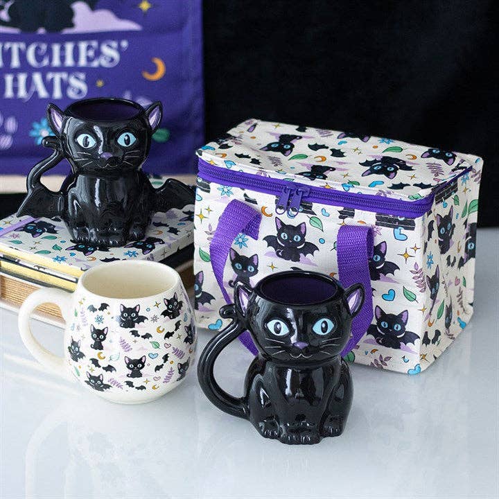 Niedliche und gruselige gotische schwarze Katzen Halloween-Tasse