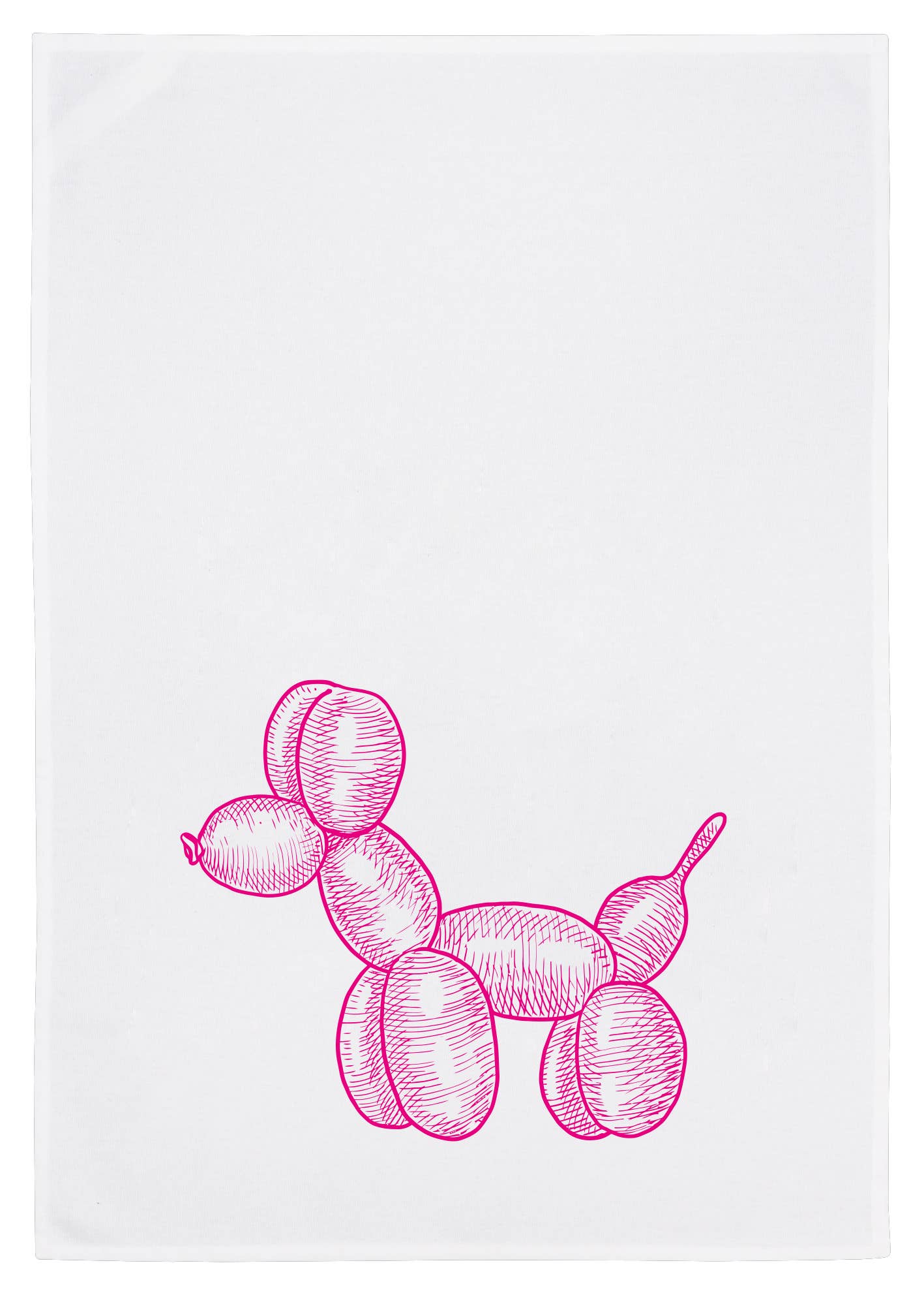 Geschirrtuch „Balloon Dog“ – handbedruckt Neon Pink