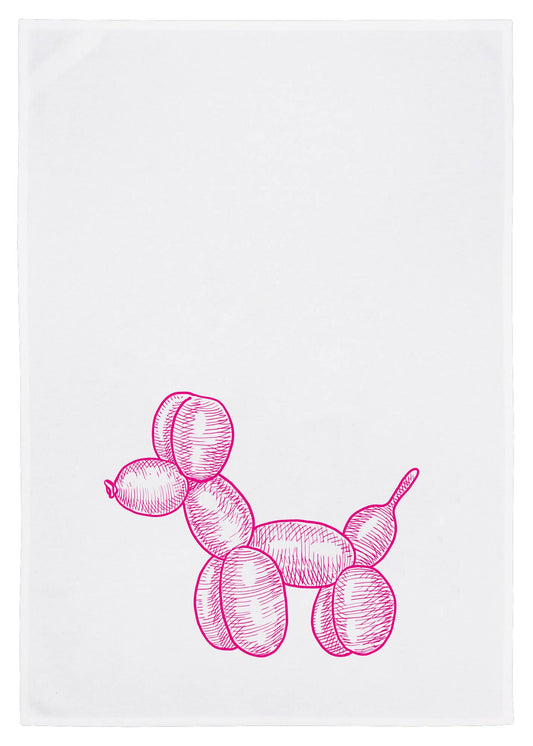 Geschirrtuch „Balloon Dog“ – handbedruckt Neon Pink