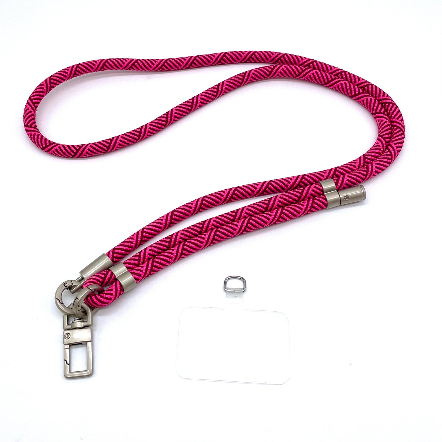 Handykette lang pink wine muster silber