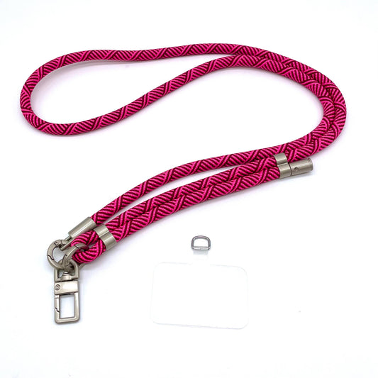 Handykette lang pink wine muster silber