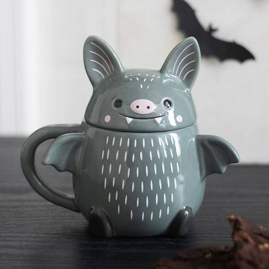 Niedliche Fledermaus-Halloween-Tasse mit Deckel