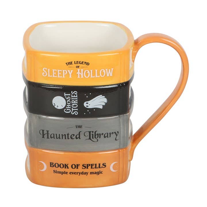 Die verfluchte Bibliotheks-Buchstapel-Halloween-Tasse