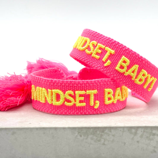 MINDSET, BABY!  Statement Armband gewebt, bestickt