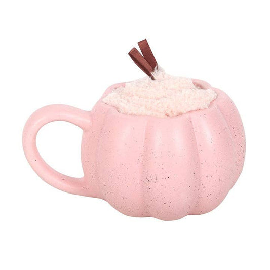 Rosa Kürbis Herbstset: Tasse und Socken