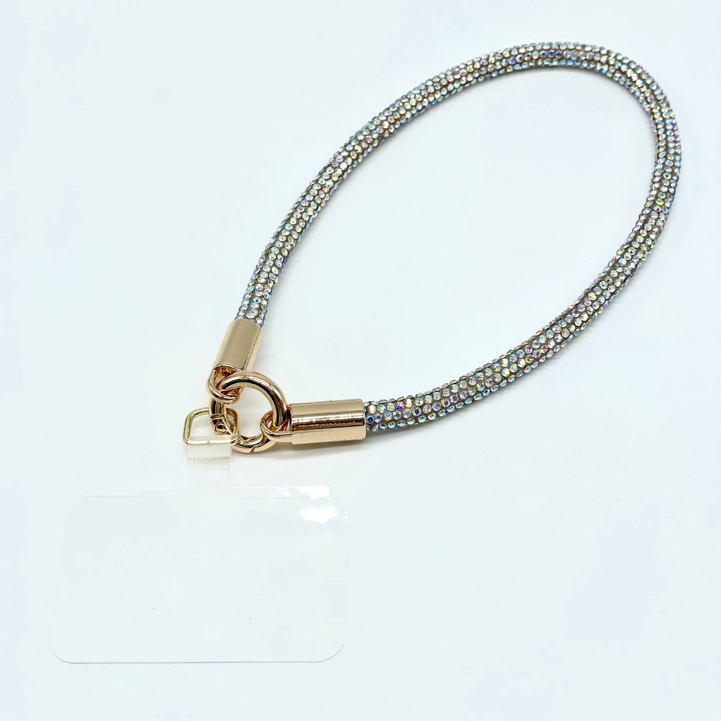 Handykette kurz Glitzer Multi Silber