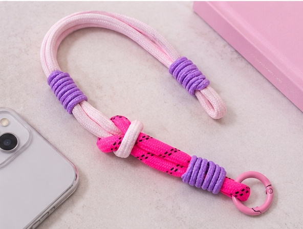 Trendy Segeltau-Handykette – Light Pink